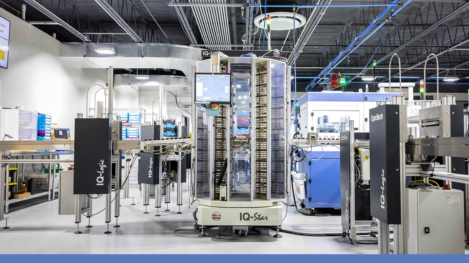 Automated manufacturing facility with robotic equipment and industrial automation systems for Optical Lab